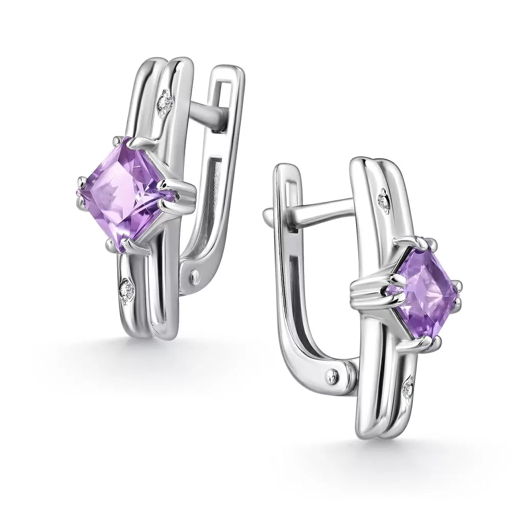 Серьги один камень 02-4680.БРАМ-00 серебро