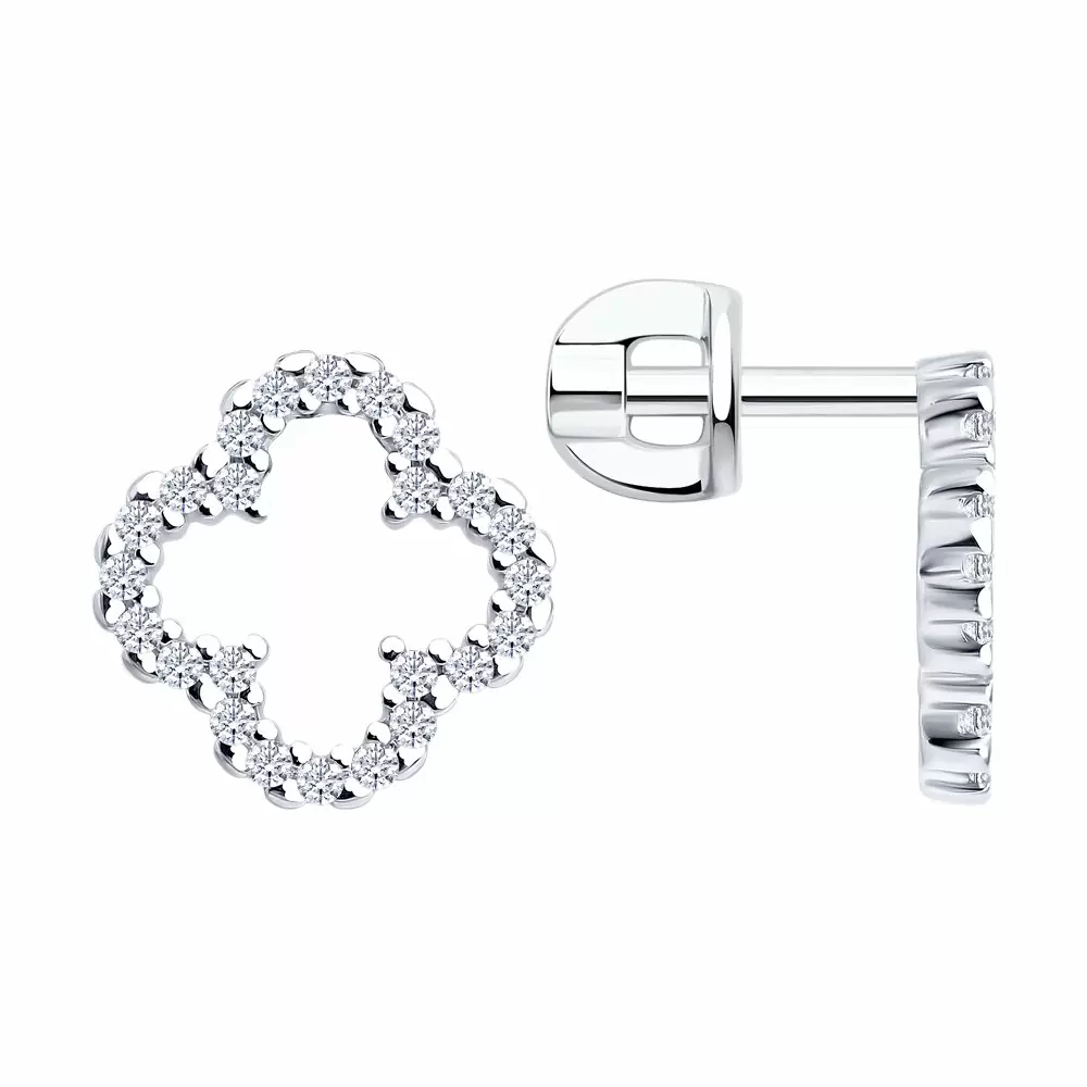 Серьги пусеты 94027369 серебро Ван Клиф