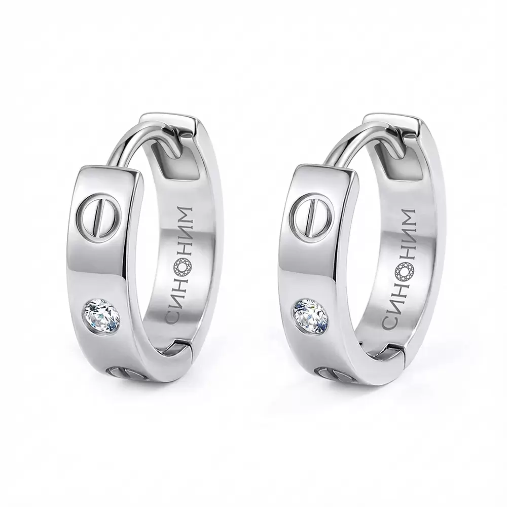 Серьги 803-03069 серебро Картье винт
