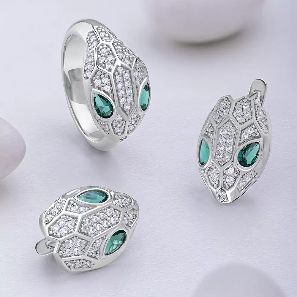 Серьги 10-72-0003-15734 серебро Булгари Змея_1