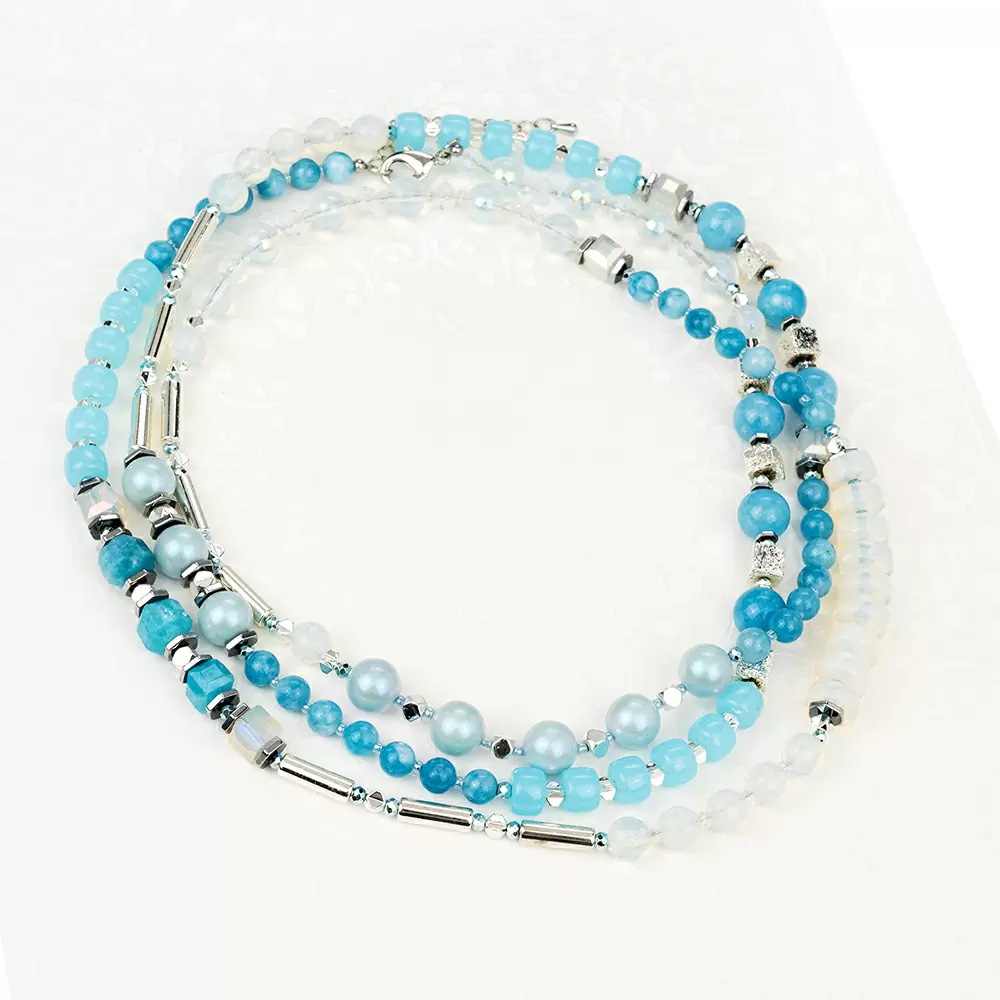 Бусы т900 гол ювелирный сплав light blue_1