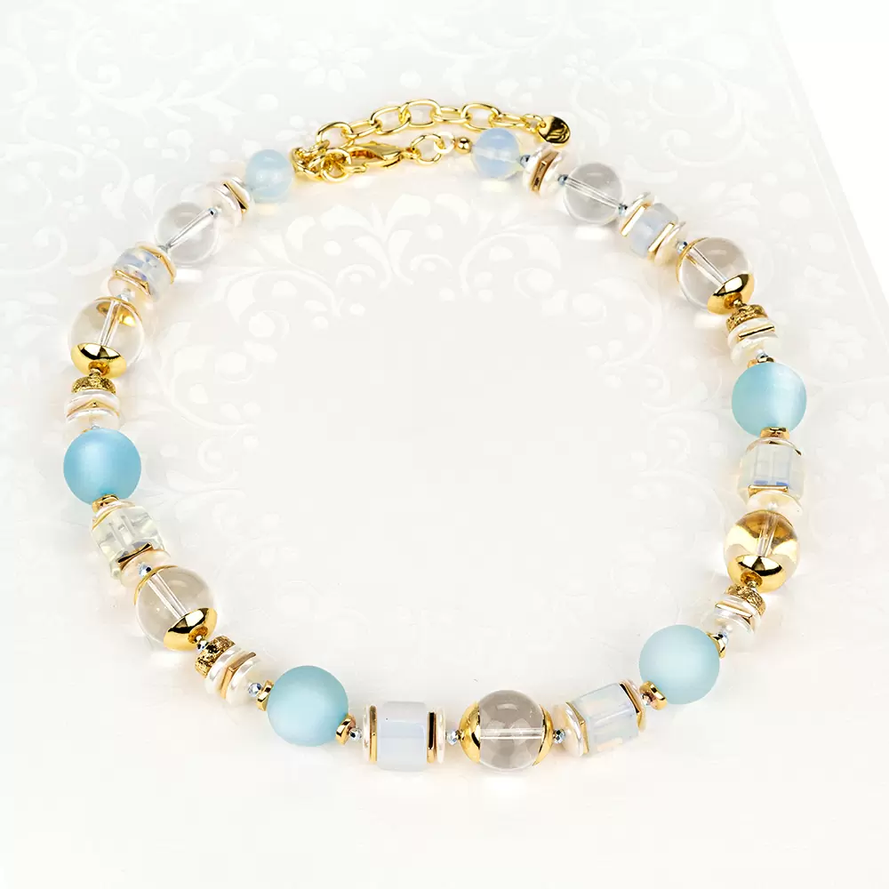 Колье т800 бижутерный сплав light blue