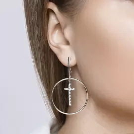 Серьги подвесные 94023796 серебро Крест_1