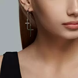 Серьги серьга одиночная 94170296 серебро Крест_1