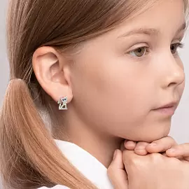 Серьги 94021369 серебро Кот_1
