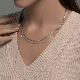 Колье галстук 94071011-91 серебро_2