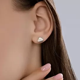 Серьги пусеты 94-122-00008-1 серебро Ракушка_1