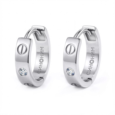 Серьги 803-03069 серебро Картье винт