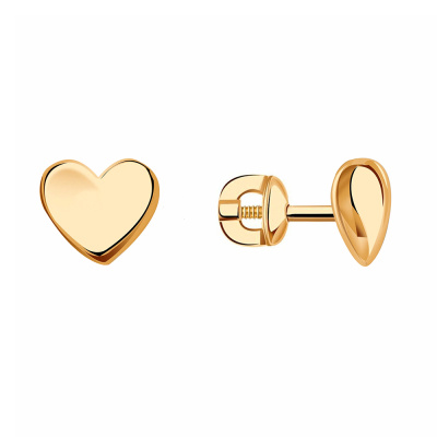 Серьги пусеты 12-00-0000-01187 золото Сердце