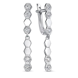 Серьги подвесные 63070 серебро сота